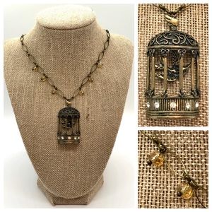 Handmade Birdcage Long Necklace Repurposed Unique